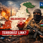 Illustration showing Islamabad mosque attack investigation with focus on BLA militancy and Balochistan security situation.